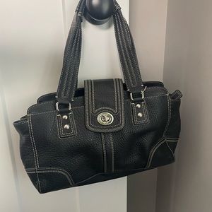 Black leather vintage coach bag